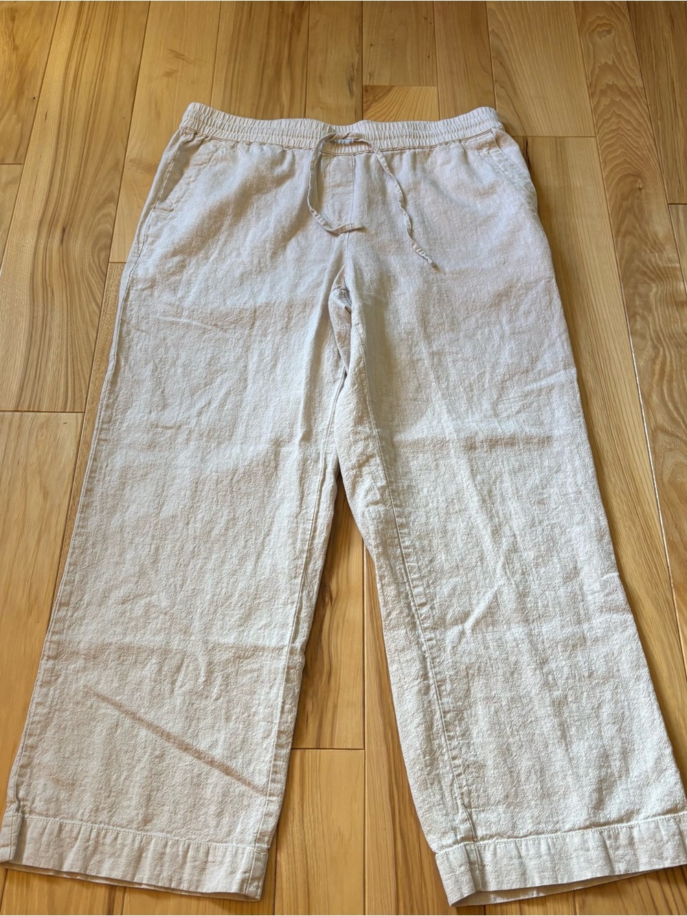 Talbots Linen Cotton Blend Light Tan Pants Petite Large